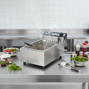 Freidora Industrial <span class=keywords><strong>de</strong></span> Acero Inoxidable XMG, <span class=keywords><strong>de</strong></span> Sobremesa, <span class=keywords><strong>de</strong></span> un Solo <span class=keywords><strong>Tanque</strong></span> y Gran Capacidad - Product Image 1