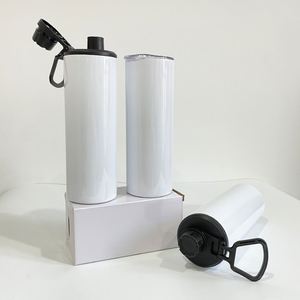 Blank Sublimation Tumblers 20Oz With Two Lids <b>Portable</b> Leak Proof Sports Skinny Straight Water Bottle - Product Image 2