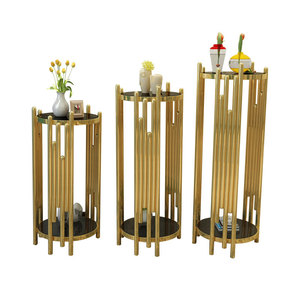 Meubles de salon, table d'appoint en acier inoxydable, table d'angle de luxe pour support à fleurs - Product Image 1