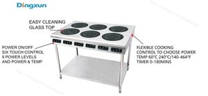 Cocina de Inducción de 6 Quemadores, 3000W*6, Control Táctil de Encimera, Multizona, para Restaurante, Cafetería, Cocina - Product Image 2