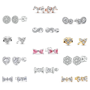 Boucles d'oreilles géométriques en argent sterling plaqué or, zircon, tendance, cadeau de mariage, anniversaire, fiançailles, bijoux pour femmes - Product Image 1