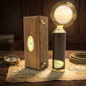 Telescopio Pirata de Latón Vintage con Caja de Madera, Regalo Coleccionable Náutico para Viajes - Product Image 3