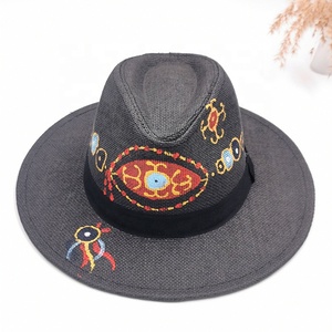 Chapeau de plage en paille de papier flamant rose étoile de mer <span class=keywords><strong>Capeline</strong></span> peinture à la main pour femmes - Product Image 2