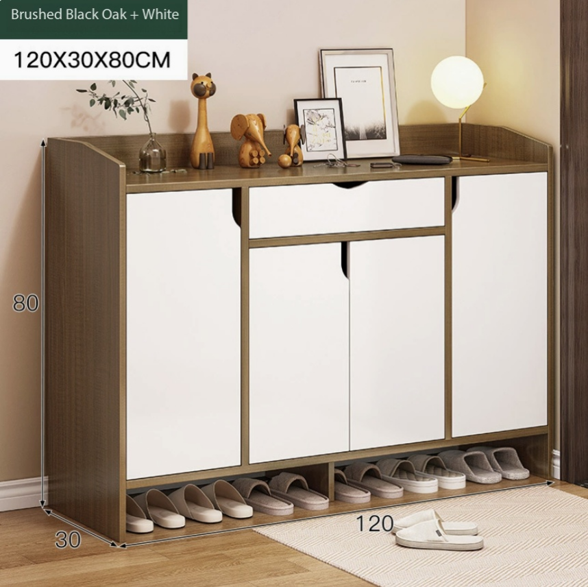 Cajón individual blanco cálido de roble negro cepillado de 120 cm