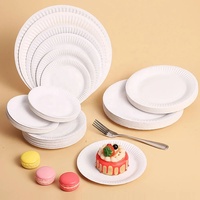 10 pièces de vaisselle jetable écologique biodégradable en blanc uni, assiettes en papier de 5/6/7/8/9/10 pouces, fournitures festives