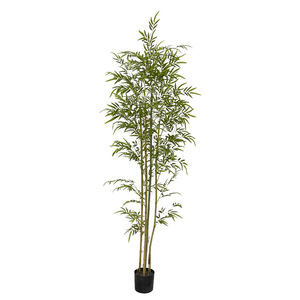Bambou artificiel vert en <span class=keywords><strong>pot</strong></span>, grande décoration d'intérieur, Bambou porte-bonheur, Bonsaï à 4 tiges, style chinois doré, plante paysagère - Product Image 1