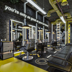 ตู้โชว์สำหรับร้านเสริมสวยแบบทันสมัยชั้นวางโชว์แบบติดผนังกล่องโชว์สินค้าในร้านทำผมไฟ LED - Product Image 6