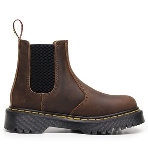 Botas Chelsea - Botas de Motociclista con Plataforma para Mujer - Botas Cortas de Cuero Genuino con Suela de Cuña Baja - Product Image 3