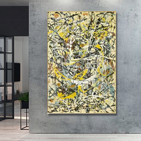 Peinture abstraite Pollock peinte à la main sur toile de lin, grande œuvre d'art moderne sur toile, sans cadre, décoration murale pour chambre à coucher, livraison directe OEM