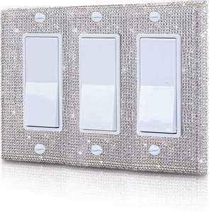 Prise murale à interrupteur simple American Standard avec couvercle en cristal de strass, design élégant, certifiée CCC - Product Image 6