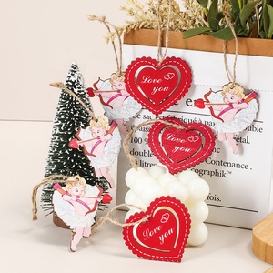 New Creative Colorful Wooden Decorative Ornaments Hanging Pendant for Valentine's Day Tree Wood Crafts Wooden Boxes & Wall Signs