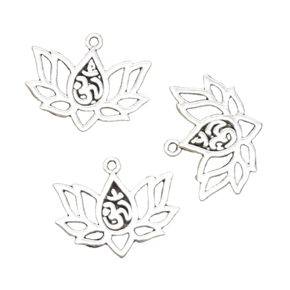 Antique Silver Inspirational Jewelry Yoga Pendant lotus flower charms yoga om lotus sitting charms