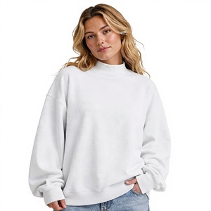 Sweat-shirt ample à col montant personnalisé style streetwear pour femme, pull décontracté uni pour l'extérieur - Product Image 1
