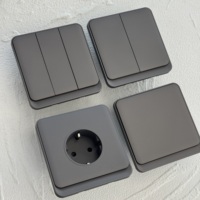 Interruptor de Pared Eléctrico para el Hogar, Panel de 86 PC, 20A 16A 13A, Estándar del Reino Unido, USB-C USB-A, Acabado Gris Mate Suave como la Piel de un Bebé, Moderno y Lujoso