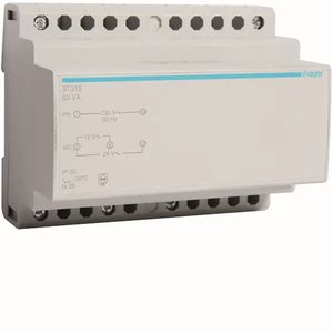 Trasformatore di Sicurezza Hager St315 da 230V a 12/24V AC 63VA, 6 Moduli DIN - Product Image 1