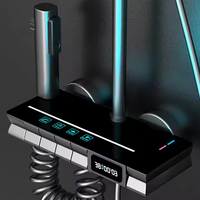Luxe LED Gris Salle De Bains Robinet En Laiton Massif Ensemble De Douche Doux Pluie Jet Massage Poli Numérique Piano Conception Juego De Ducha