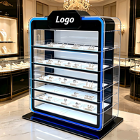 Présentoirs de vente au détail multi-niveaux en acrylique éclairés par LED, personnalisables avec logo, pour boulangerie, snacks, cosmétiques, bijoux et tous types de marchandises