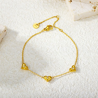 Bracelet à breloques en forme de cœur creux, plaqué or 18 carats, en acier inoxydable, pendentif cœur pêche pour femme, idéal pour un anniversaire