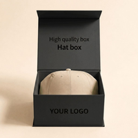 Boîte à chapeau noire robuste personnalisée avec ouverture à charnière sécurisée de qualité supérieure, adaptée aux chapeaux à visière plate et autres chapeaux, fabriquée en usine