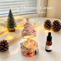 En gros, Ensemble diffuseur d'huiles essentielles en céramique et cristal en forme de sapin de Noël avec pierre diffuseuse, pour la maison et la table, idéal pour les fêtes