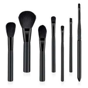 Wholesale Brush Supplier 7 Pcs Synthetic Hair Foundation Powder Blush Wooden Private Label Makeup Brush Set