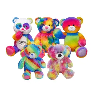 2021 new factory price rainbow stuffed bear plush soft colorful teddy bear for kids