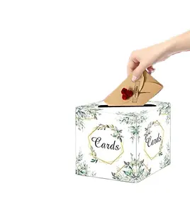 Custom Greenery Card Box Floral Money Card Box Gift Card Holder Box for Wedding Reception Baby Shower Birthday Party Supplies