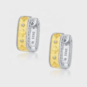 DAIHE Hot Sale 18K Gold Plated 925 Sliver Zircon Huggie Hoop Earrings for Women Jewelry - Environmental Protection Materia