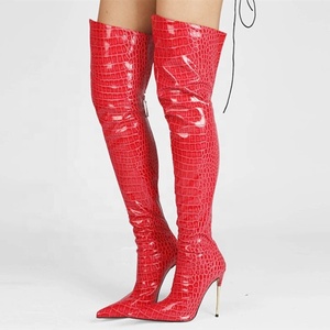 Bottes longues à talons aiguilles multicolores tendance automne-hiver 2021, à fermeture éclair arrière, pour femmes - Product Image 2