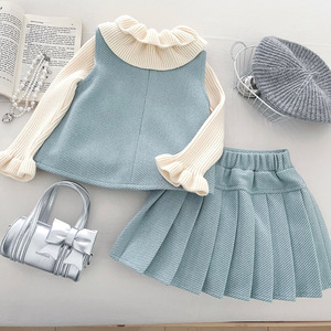 Conjunto de Dos Piezas de Falda y Chaleco Forrado de Lana para Niñas, Ropa de Invierno para Bebés, Tallas 90-150cm, Venta al Por Mayor - Product Image 3