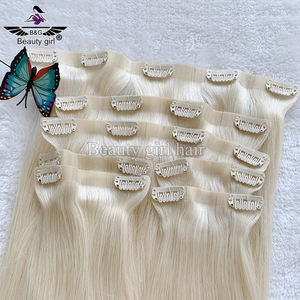 Extensioni per <span class=keywords><strong>capelli</strong></span> umani lisci Full Shine Seamless Invisible Thin Weft, volume completo, 20 pollici, 7 pezzi, 200g, <span class=keywords><strong>biondo</strong></span> <span class=keywords><strong>chiaro</strong></span>, con clip - Product Image 2