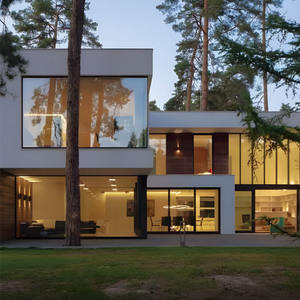 意大利铸铝外门 现代入口铝制旋转门 全景一体玻璃门 - Product Image 3