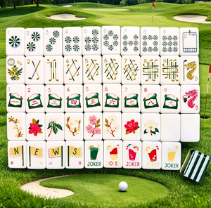Tuiles de <span class=keywords><strong>Mahjong</strong></span> américaines en acrylique rayées, de luxe, modernes, sur le thème du golf, pour jeu manuel à la maison et en cadeau - Product Image 1