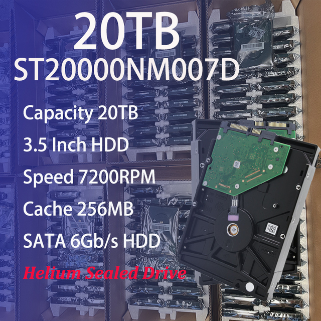 ST20000NM007D 20TB HDD 7200RPM 256MB Capacity Cache SATA 6Gb/s 3.5 Inch Enterprise Internal Hard Drive for Data Center Server