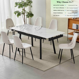 <span class=keywords><strong>Tavolo</strong></span> da Pranzo OKAY Contemporaneo, Piccolo, con Gambe in Metallo, Ecologico, Decorazione per la Casa, in Ceramica Bianca, Durevole, Estensibile, in Pietra Sinterizzata - Product Image 1