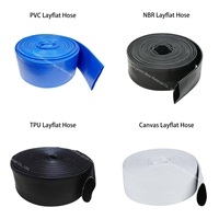Tuyau plat en caoutchouc Jason pour le drainage, l'irrigation agricole et le refoulement des eaux, diamètres 50mm, 65mm, 77mm, 100mm, 125mm, 150mm, 200mm