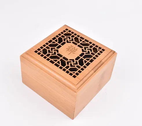 Wooden incense tray box double bamboo sandalwood sinking incense burner antique household hollowed out incense burner