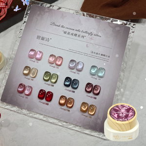 Venta al por mayor 12g 12 colores Glitter Glass Beads Cat Eye Gel Polish Start Set Galaxy Cat Eye Magnetic Gel Polish - Product Image 1