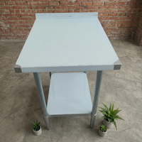Table de travail utilitaire pour cuisine commerciale CUSTOM NSF, 2 niveaux, en acier inoxydable 430, avec rebord de 2 pouces, démontable