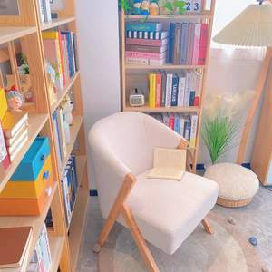 Fauteuil simple moderne en peau d'agneau danoise, fauteuil inclinable en bois massif, chaise longue pour salon, balcon, siège de détente - Product Image 4