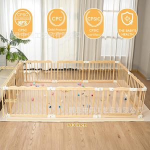 Corralito de madera para bebés, madera maciza, 120x180cm, valla de seguridad para niños pequeños, área de gateo, uso doméstico - Product Image 2