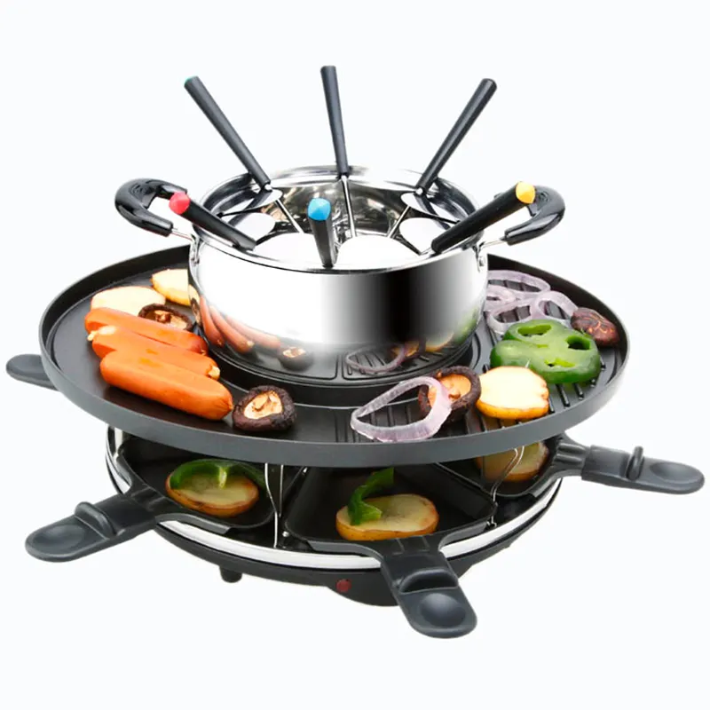 Parrilla eléctrica de mesa para 6 personas, parrilla antiadherente para fiesta, Fondue