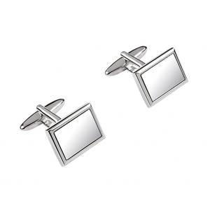 Gemelli Rettangolari 13x19 mm Placcati Argento, Accessorio per Abbigliamento Formale da Uomo - Product Image 1