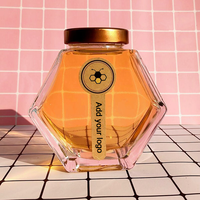 Offres Spéciales de luxe nouveau conçu 100ml 220ml 380ml pot de miel en verre avec couvercle pot de miel créatif pot de récipient de nourriture en verre pour la maison