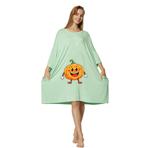 Camiseta Corta con Diseño Personalizado, Estampado Posicional, Vestido de Dormir Holgado para Mujer, Pijama Suave de Verano, Camiseta de Dormir de Bambú con Bolsillo para el Hogar - Product Image 1
