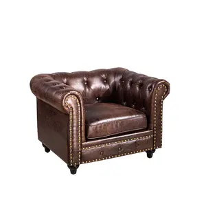 Antique home furniture living room sofas brown velvet button tufted classic leather chesterfield sofa set furniture luxury