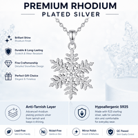 Merryshine Vente en gros Pendentif flocon de neige en argent sterling S925 plaqué rhodium, collier de bijoux d'hiver pour femmes