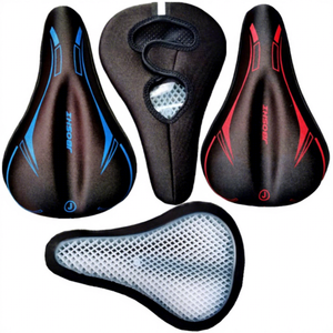 Housse de selle de vélo Jbosht rouge et bleue avec coussin en gel alvéolé confortable pour VTT, pour adultes unisexes - Product Image 1