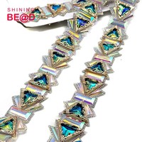 Nouvelle Bande de Strass Triangle en Résine AB Colorée avec Cadre Doré pour Costumes de Carnaval, Vêtements et Accessoires de Chaussures