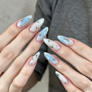 Faux <span class=keywords><strong>ongles</strong></span> réutilisables et durables en ABS, style French Tip Macaron, pour le 4 juillet, choix tendance Instagram, faible MOQ, vente en gros - Product Image 4
